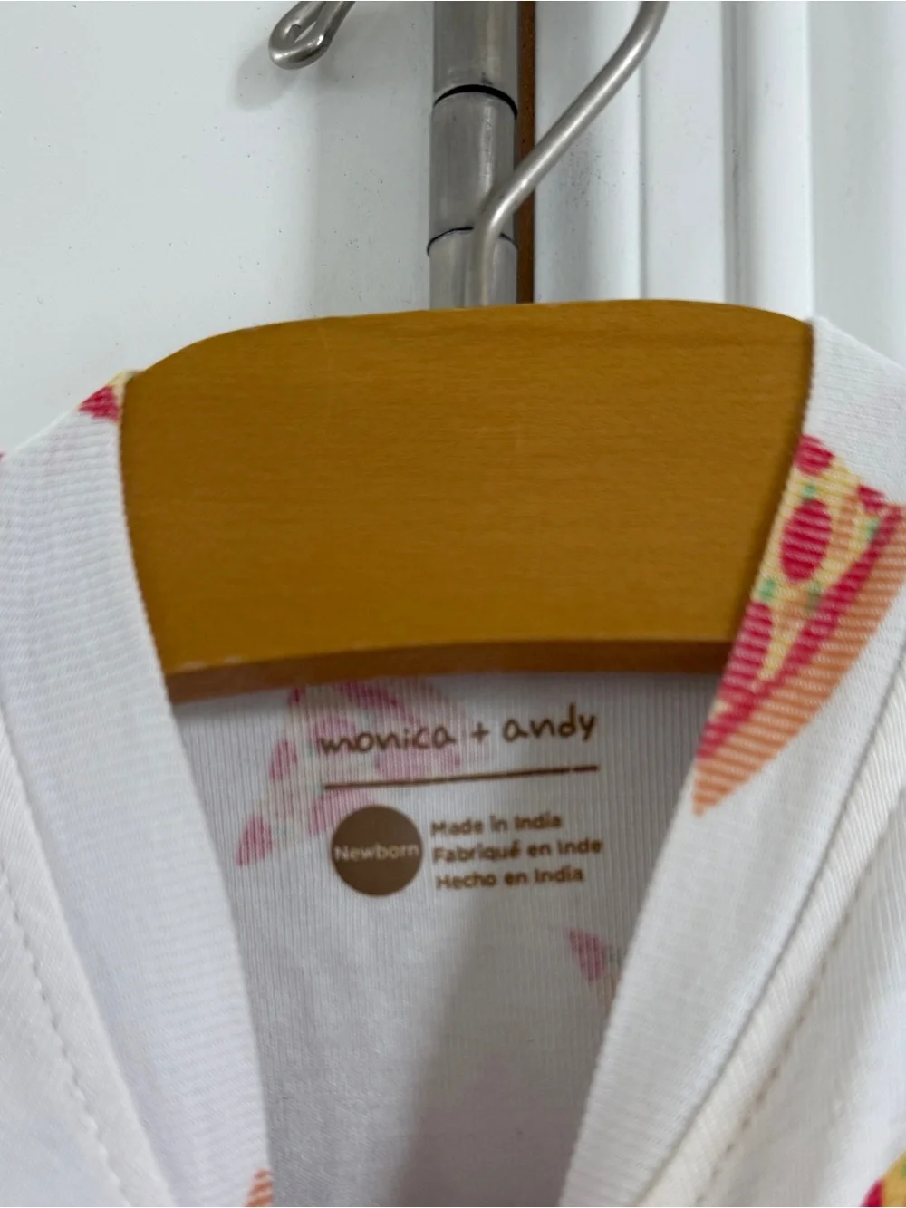 Monica + Andy organic cotton newborn White Pizza Print Zippered romper sleeper